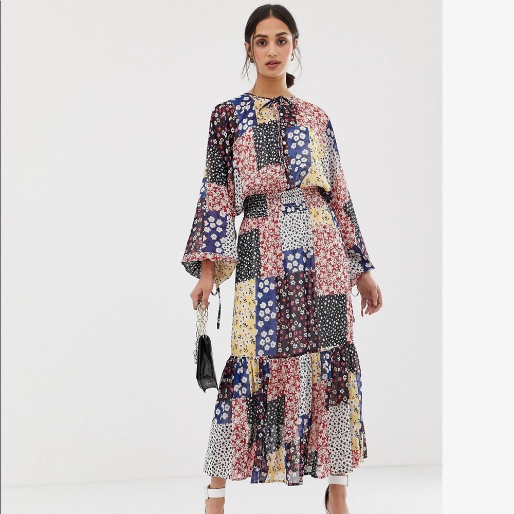 Asos Design Maxi Floral Ditzy Mix Print Dress